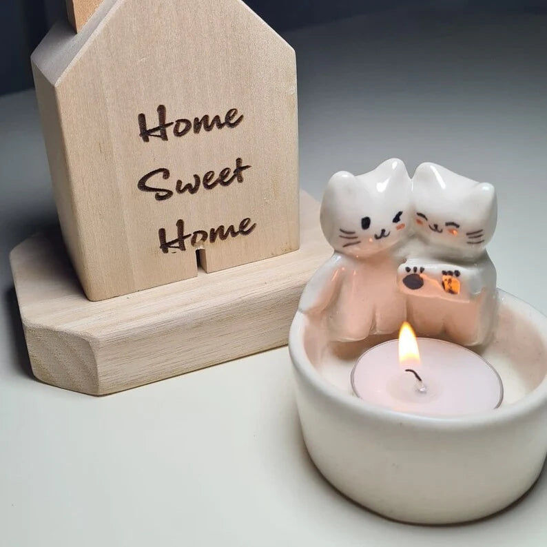 Kitten Couple Candle Holder