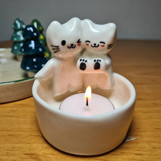 Kitten Couple Candle Holder